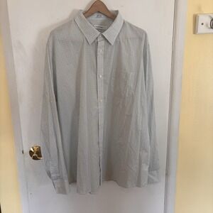 CALVIN KLEIN Shirt Mens 2XL Green Checkered Long Sleeve Collared Button Down